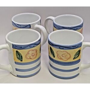 Caleca Sorrento Mug Floral Hand Painted in Italy Vintage-Disc. in 2004 Lot of 4